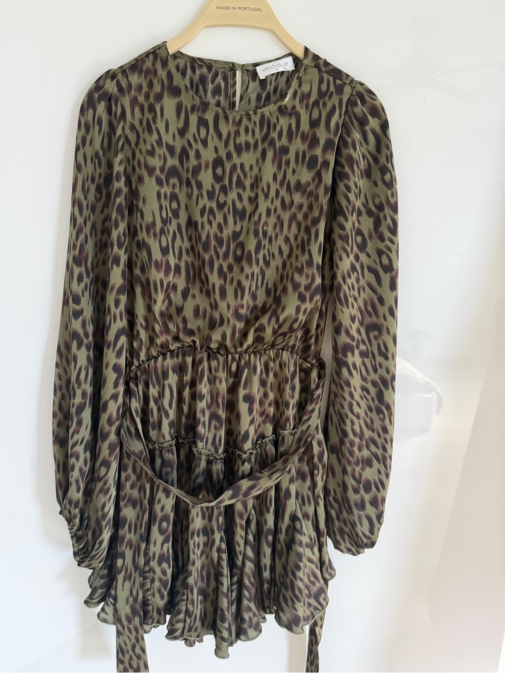 vestique Olive Leopard Print Long-Sleeve Tunic